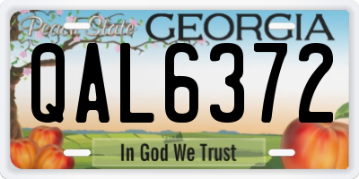 GA license plate QAL6372