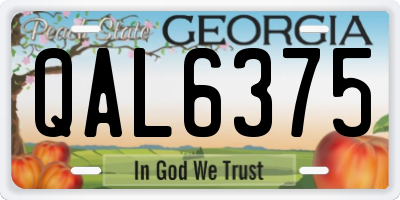 GA license plate QAL6375