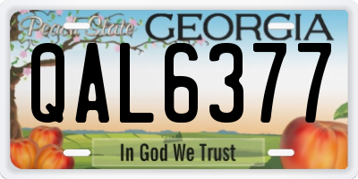 GA license plate QAL6377