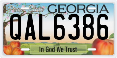 GA license plate QAL6386