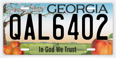 GA license plate QAL6402