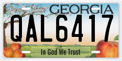 GA license plate QAL6417