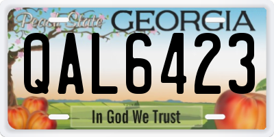 GA license plate QAL6423