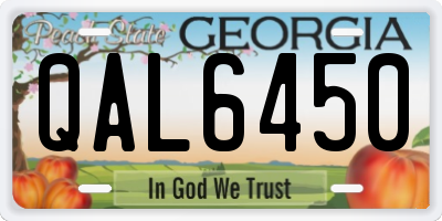 GA license plate QAL6450