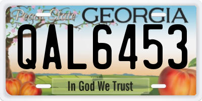 GA license plate QAL6453