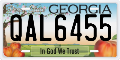 GA license plate QAL6455