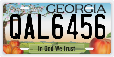 GA license plate QAL6456