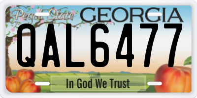 GA license plate QAL6477