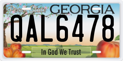 GA license plate QAL6478