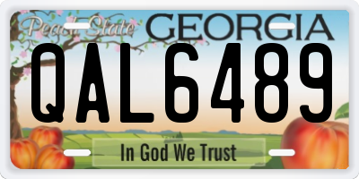 GA license plate QAL6489