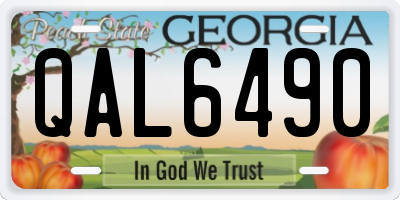 GA license plate QAL6490