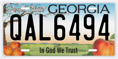 GA license plate QAL6494