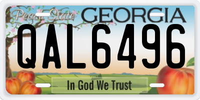 GA license plate QAL6496