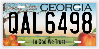 GA license plate QAL6498