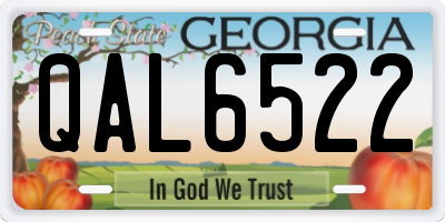 GA license plate QAL6522