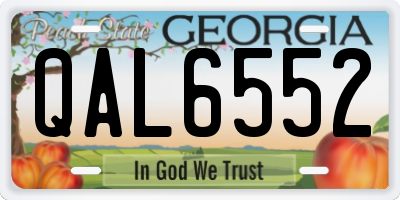 GA license plate QAL6552