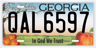 GA license plate QAL6597