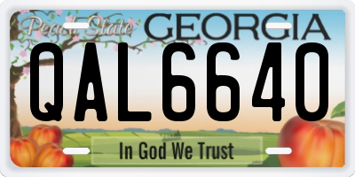 GA license plate QAL6640