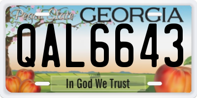 GA license plate QAL6643