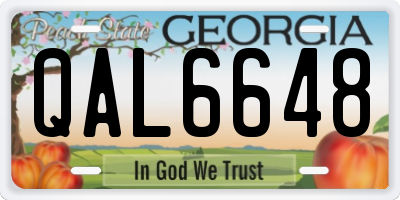 GA license plate QAL6648