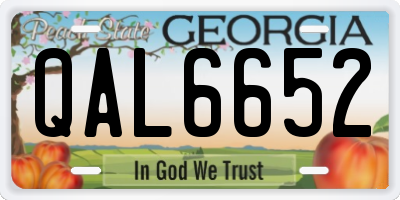 GA license plate QAL6652