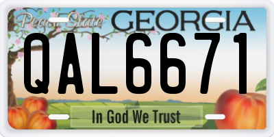 GA license plate QAL6671