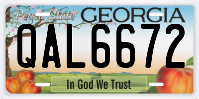 GA license plate QAL6672