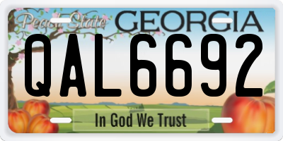 GA license plate QAL6692