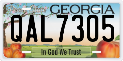 GA license plate QAL7305