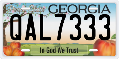 GA license plate QAL7333