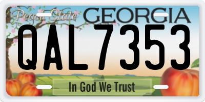 GA license plate QAL7353