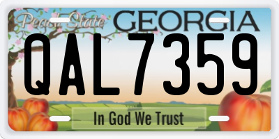 GA license plate QAL7359