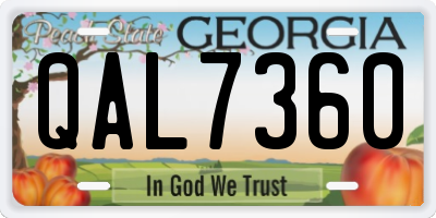 GA license plate QAL7360