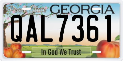 GA license plate QAL7361