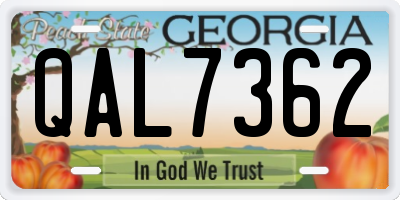 GA license plate QAL7362