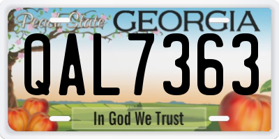 GA license plate QAL7363