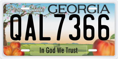 GA license plate QAL7366