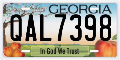 GA license plate QAL7398