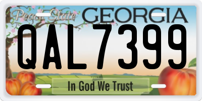 GA license plate QAL7399