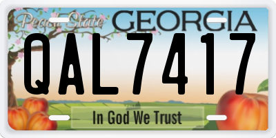 GA license plate QAL7417