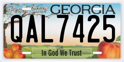 GA license plate QAL7425