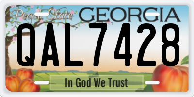 GA license plate QAL7428