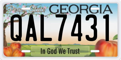 GA license plate QAL7431