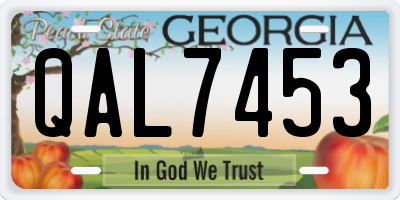 GA license plate QAL7453