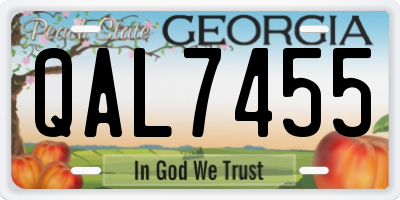 GA license plate QAL7455