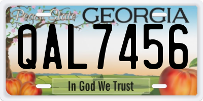 GA license plate QAL7456