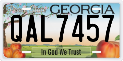 GA license plate QAL7457