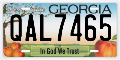 GA license plate QAL7465