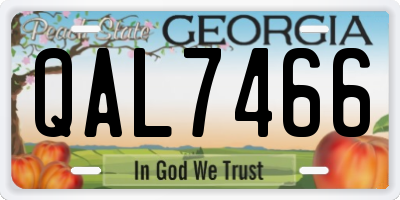 GA license plate QAL7466