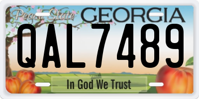 GA license plate QAL7489